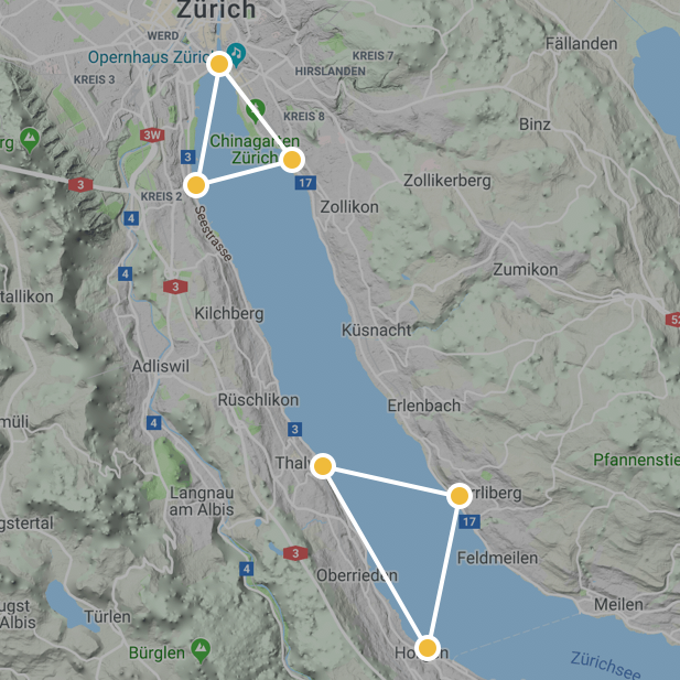 Karte vom Zürichsee