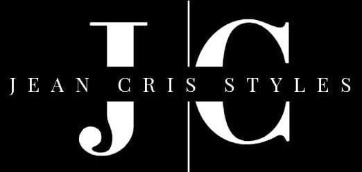 Logotipo con "JC" blanco en letras grandes y texto "JEAN CRIS STYLES" en peque&ntilde;as letras blancas sobre fondo negro.