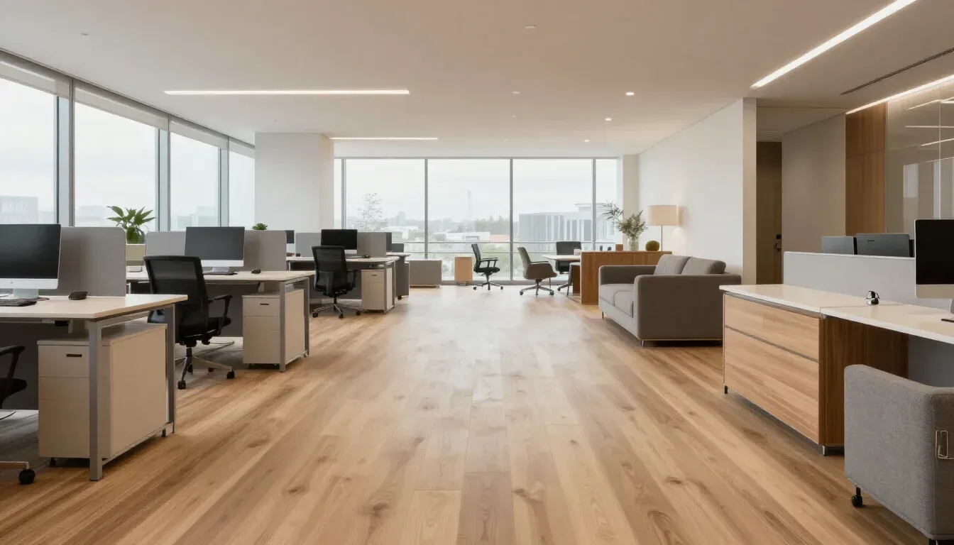 Instalador colocando lamas de tarima durante la instalaci&oacute;n del suelo