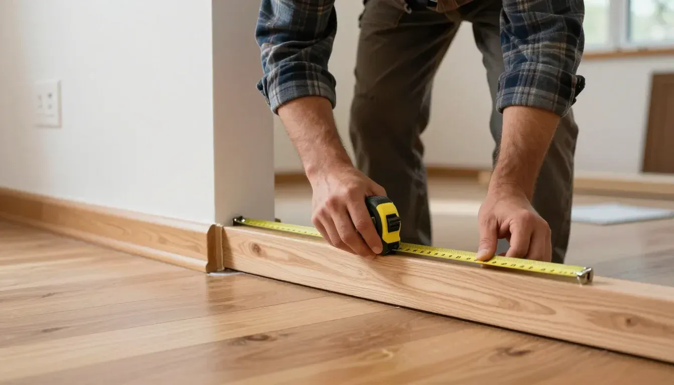 Instalaci&oacute;n de rodapi&eacute; de madera con medici&oacute;n y ajuste preciso
