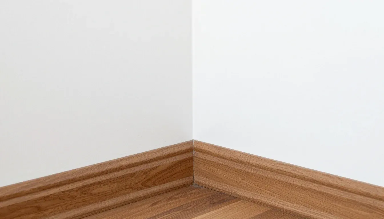 Detalle de uni&oacute;n en esquina de rodapi&eacute; con acabado limpio