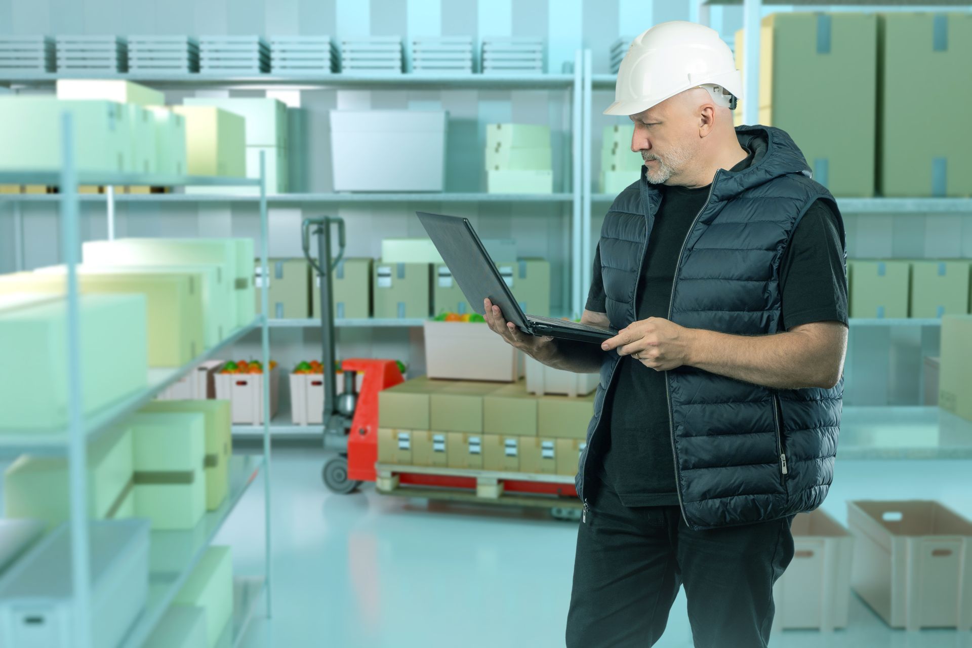 Un technicien dans une chambre froide