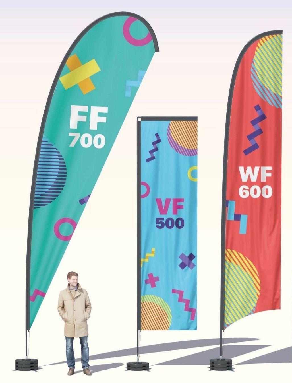 3 panneaux signalétiques en tissu