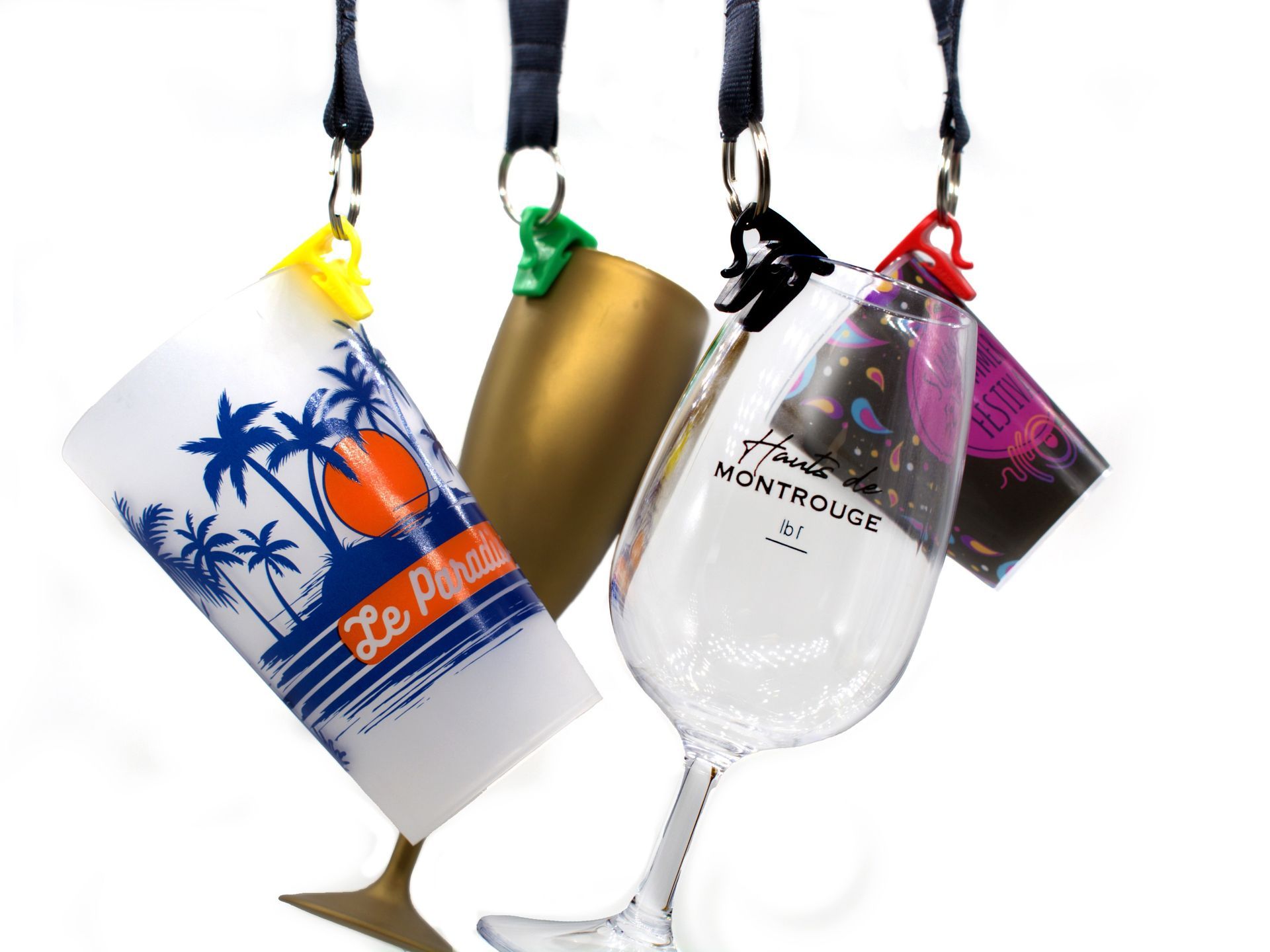 Porte-clés en forme de gobelets et de verres