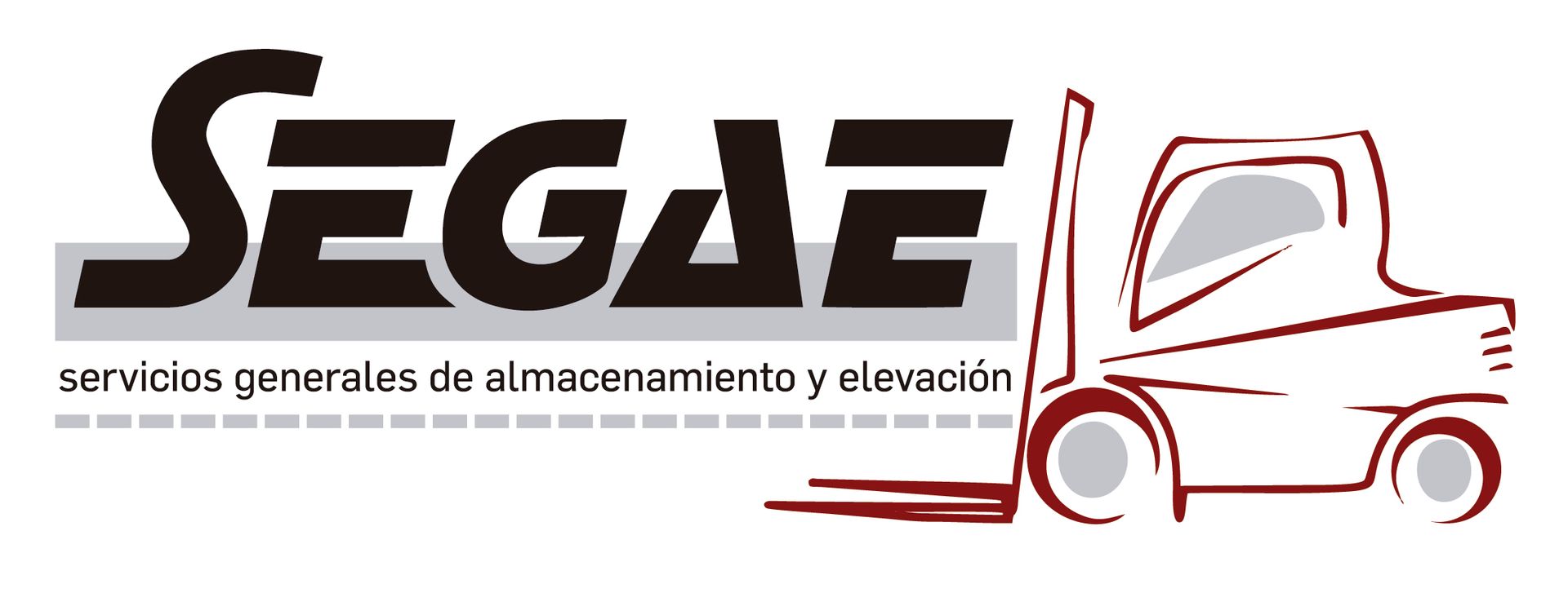 Logotipo con la palabra "SEGAE" junto al contorno de una carretilla elevadora.