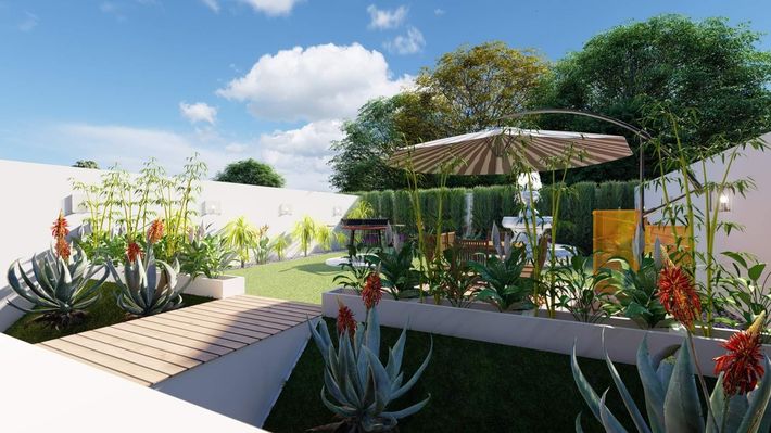 plan 3D jardin et aménagement extérieur