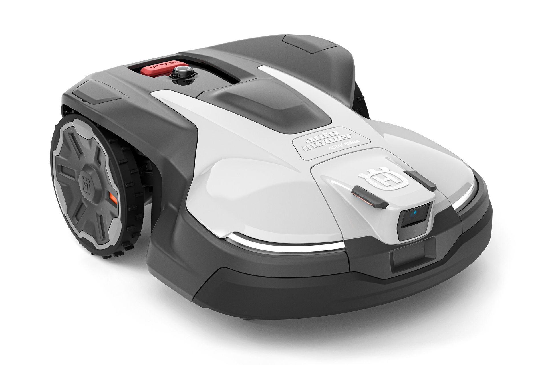 Robot tonte sur fond blanc