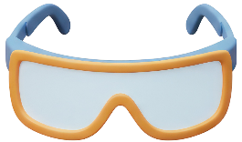 Lunettes de sécurité bleu et orange.