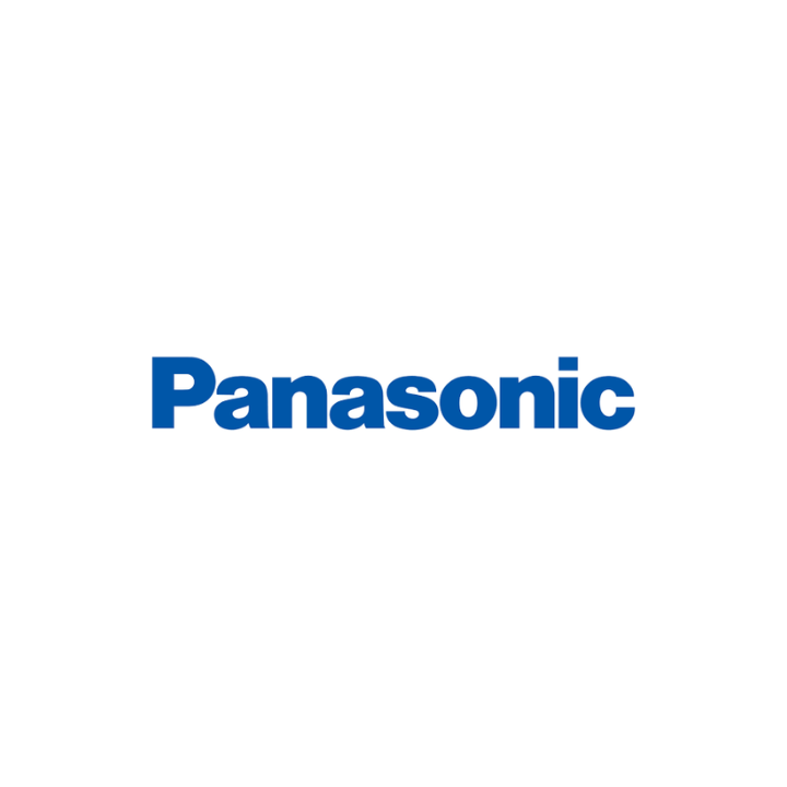 Logotipo de Panasonic en texto azul sobre fondo blanco.