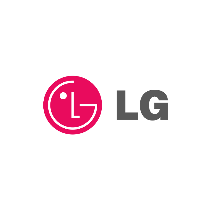 Logotipo de LG: Círculo rosa con contorno blanco que contiene una