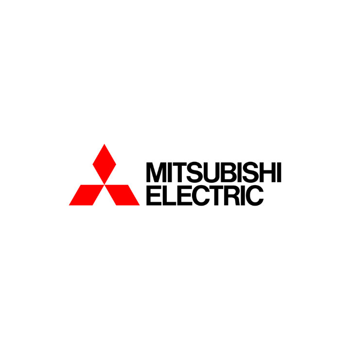 Logotipo rojo de Mitsubishi con tres diamantes superpuestos junto al texto