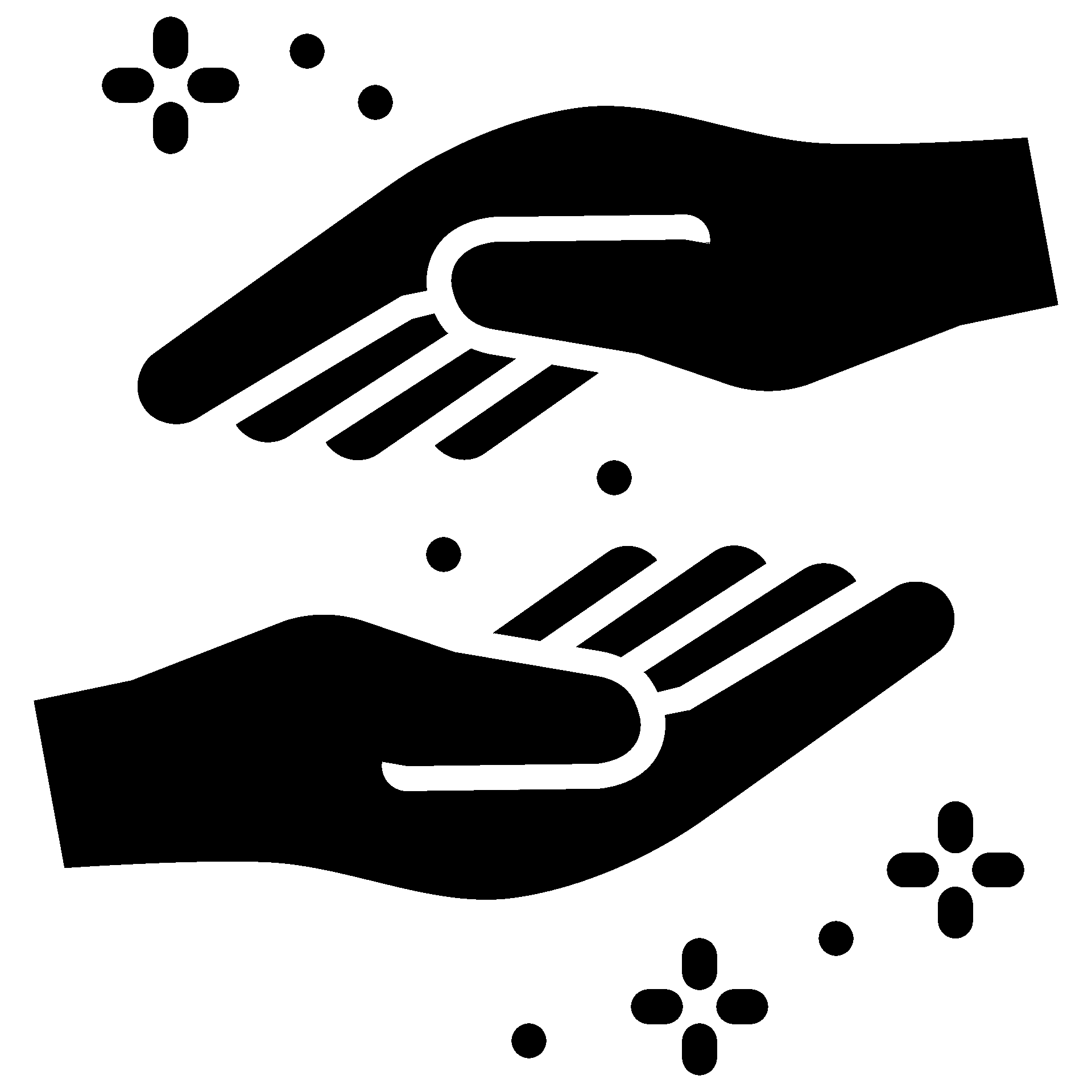 Deux mains avec de la lumière autour.