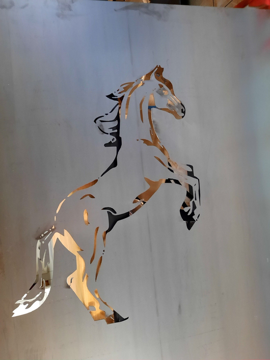 Plaque en métal oxcycoupé décor cheval