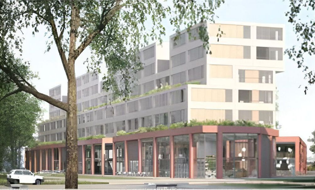 Résidence étudiante, 2 restaurants et commerces (supérette, café, boulangerie, restauration rapide, 1 local d'activité) Quartier de l'école polytechnique – Saclay (91).