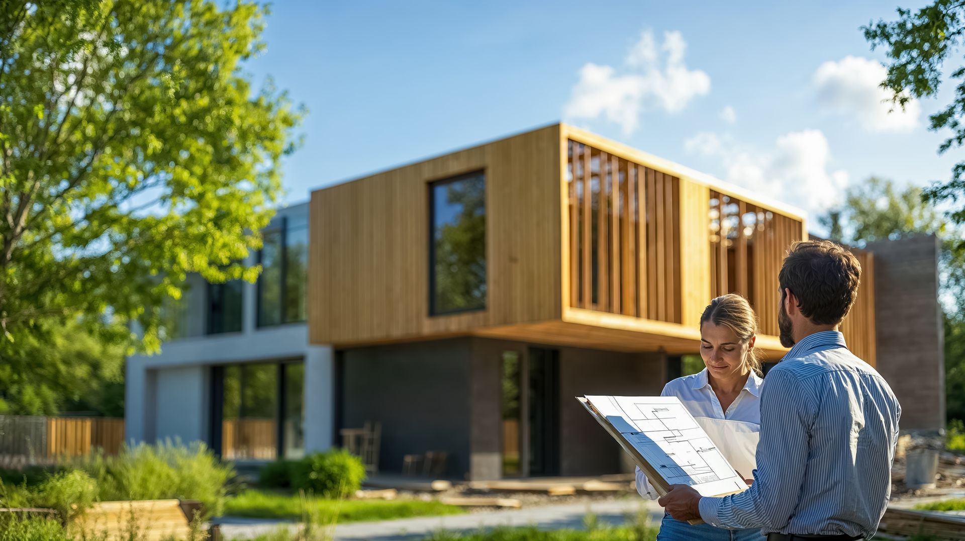 Maîtres d'œuvre consultant des plans sur un chantier.