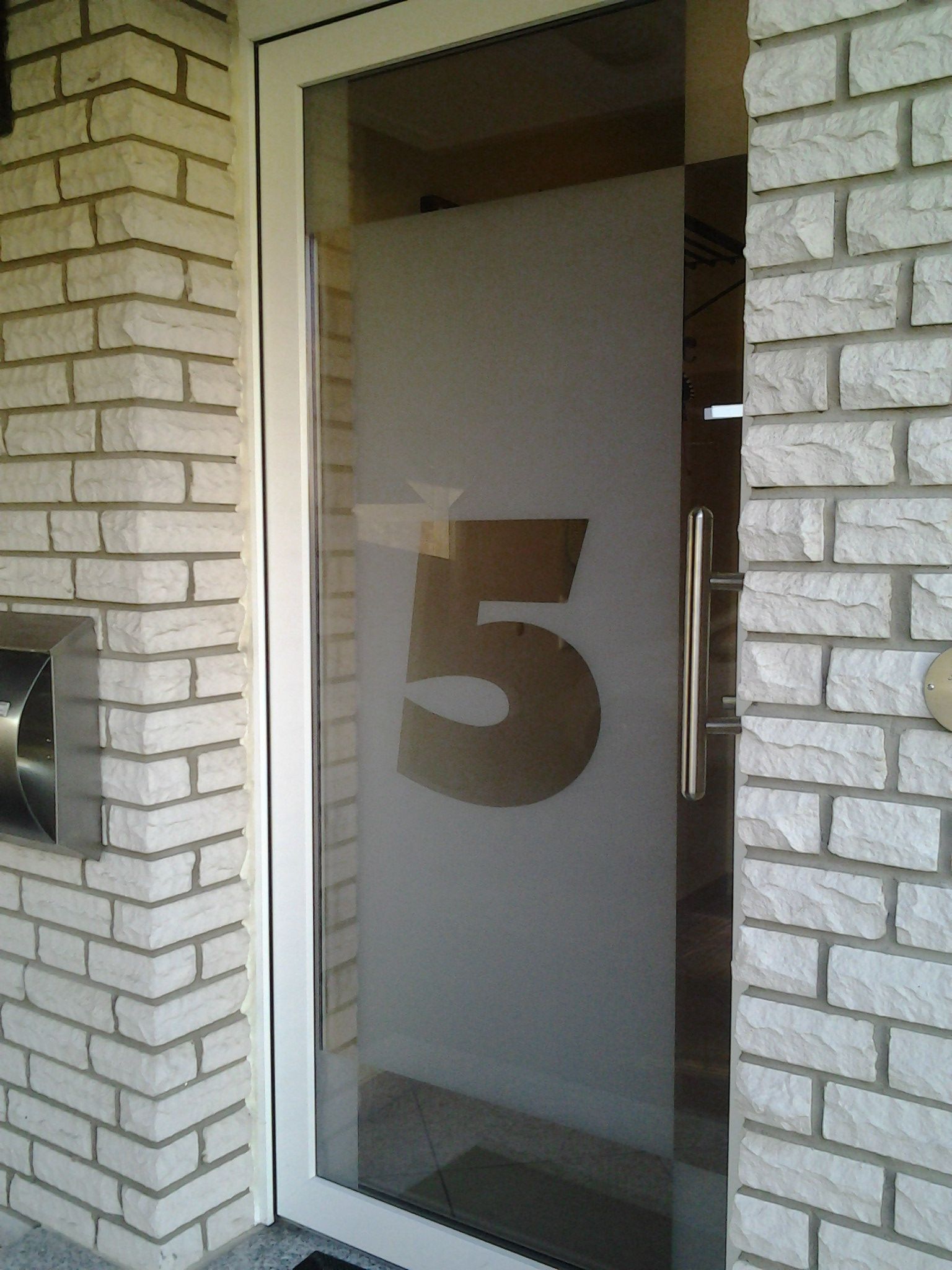 Haustür Isolierglas Sandstrahlarbeiten