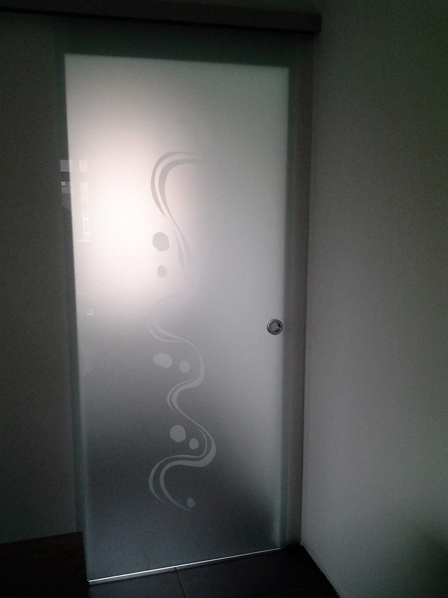 Schiebetür Satinato mit Sandstrahlung