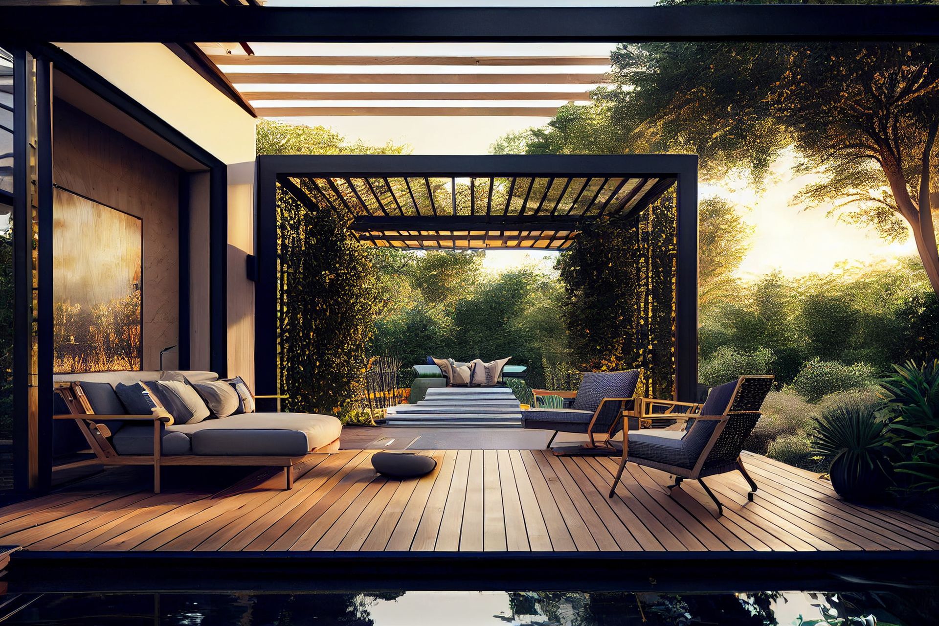 Pergola de terrasse végétalisée