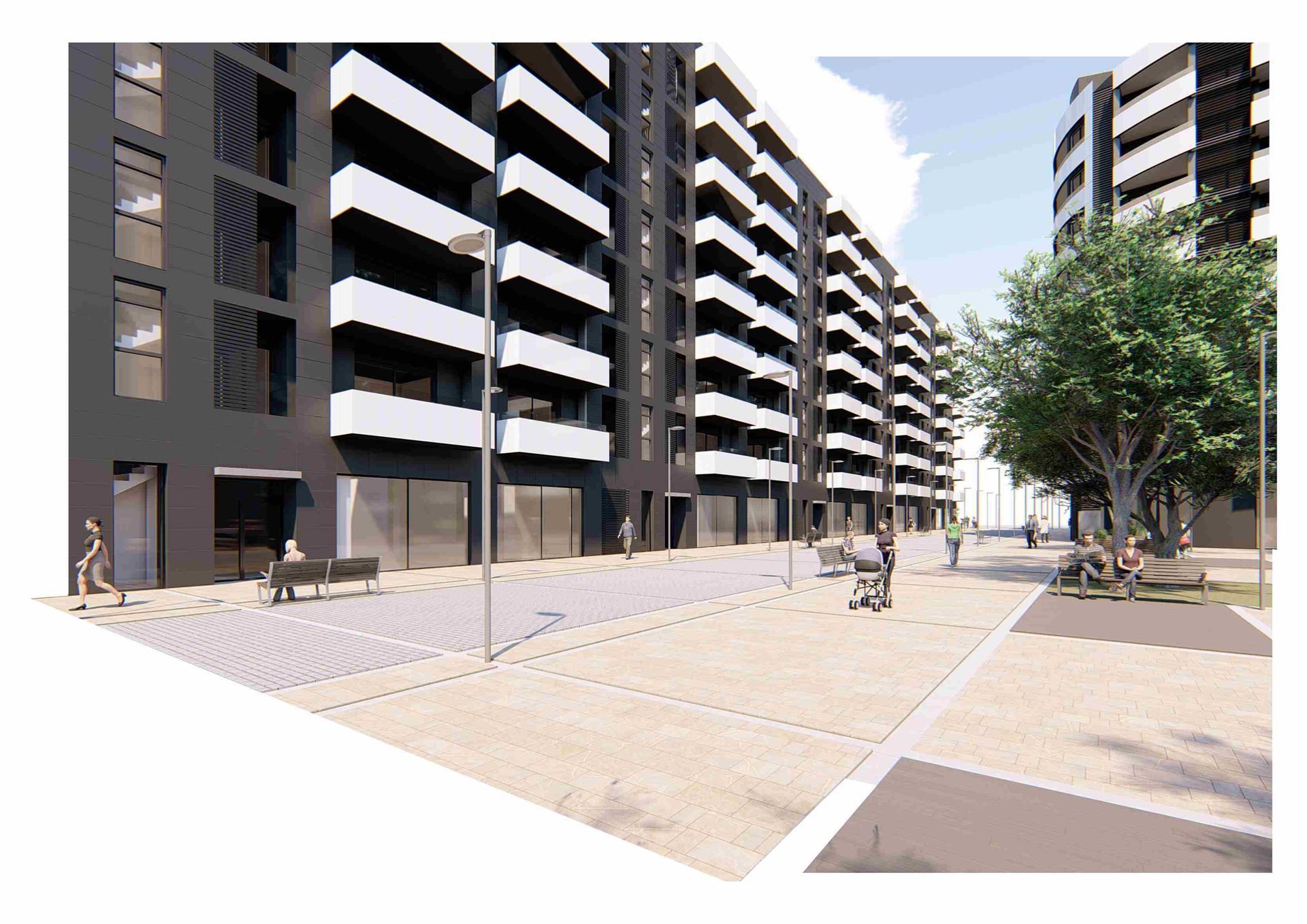 Casa moderna de dos pisos con balcón y detalles en gris, auto estacionado al costado.