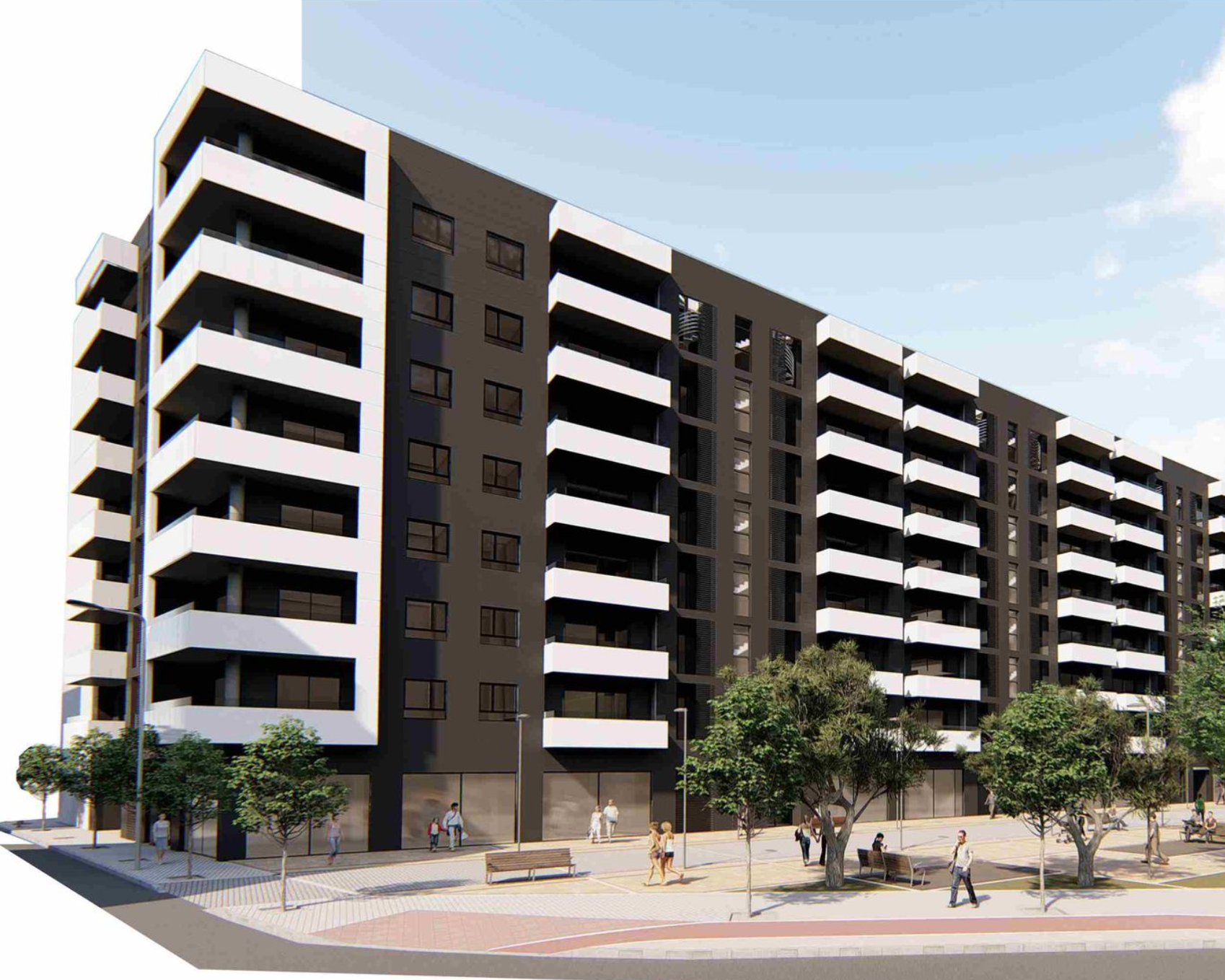 Exterior de casa moderna con grandes puertas corredizas de vidrio que se abren a una terraza de madera, con vista a un paisaje verde.