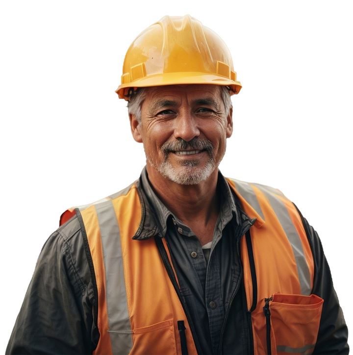 Homme maçon avec casque et gilet