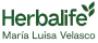 Logotipo de Herbalife en verde con el nombre de Mar&iacute;a Luisa Velasco debajo.