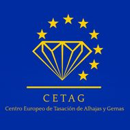 Blue CETAG logo with a gold diamond and stars, labeled &ldquo;Centro Europeo de Tasaci&oacute;n de Alhajas y Gemas&rdquo;