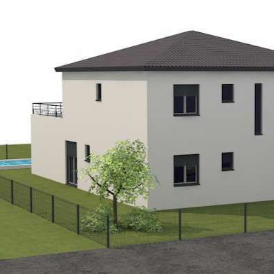 Maison moderne à étage en 3D dans l'Isère (26).