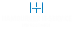 Auf weißem Hintergrund steht ein blauer Buchstabe H.