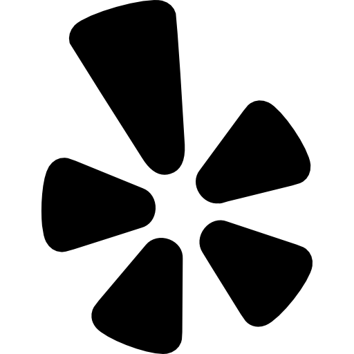 Logotipo de Yelp: forma de flor negra de cinco pétalos.