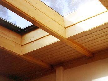 Flachdach aus Holz von innen