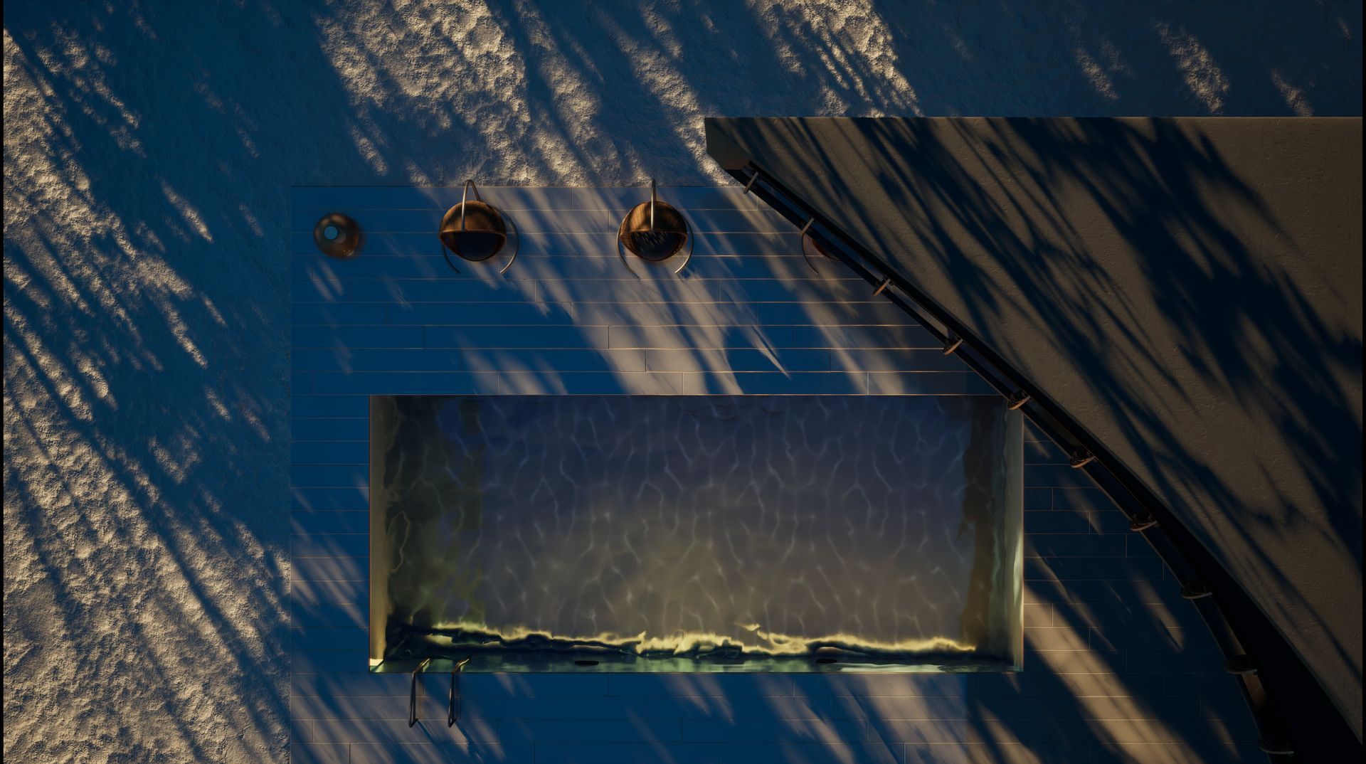 Una vista aérea de un edificio con un cielo azul de fondo.