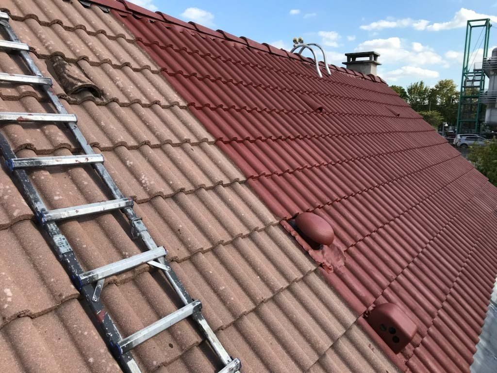 Démoussage de toiture avant après