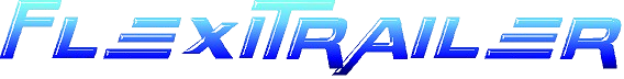 Logotipo de FlexiTrailer en degradado azul y turquesa.