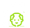 Un dibujo de línea verde de la cabeza de un perro sobre un fondo blanco.