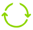 Un círculo verde con dos flechas que apuntan en direcciones opuestas.