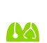 Un icono verde de un estetoscopio sobre un fondo blanco.