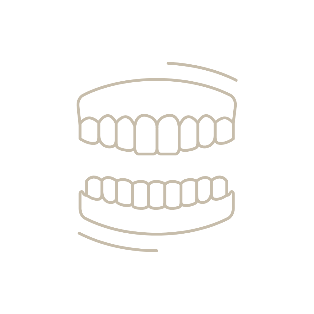 Un dibujo lineal de un par de dientes sobre un fondo blanco.