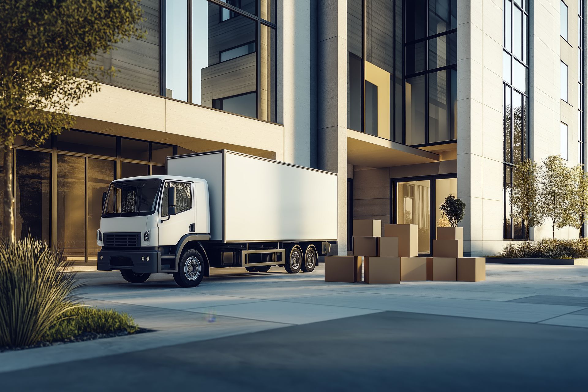 Camion de déménagement en extérieur