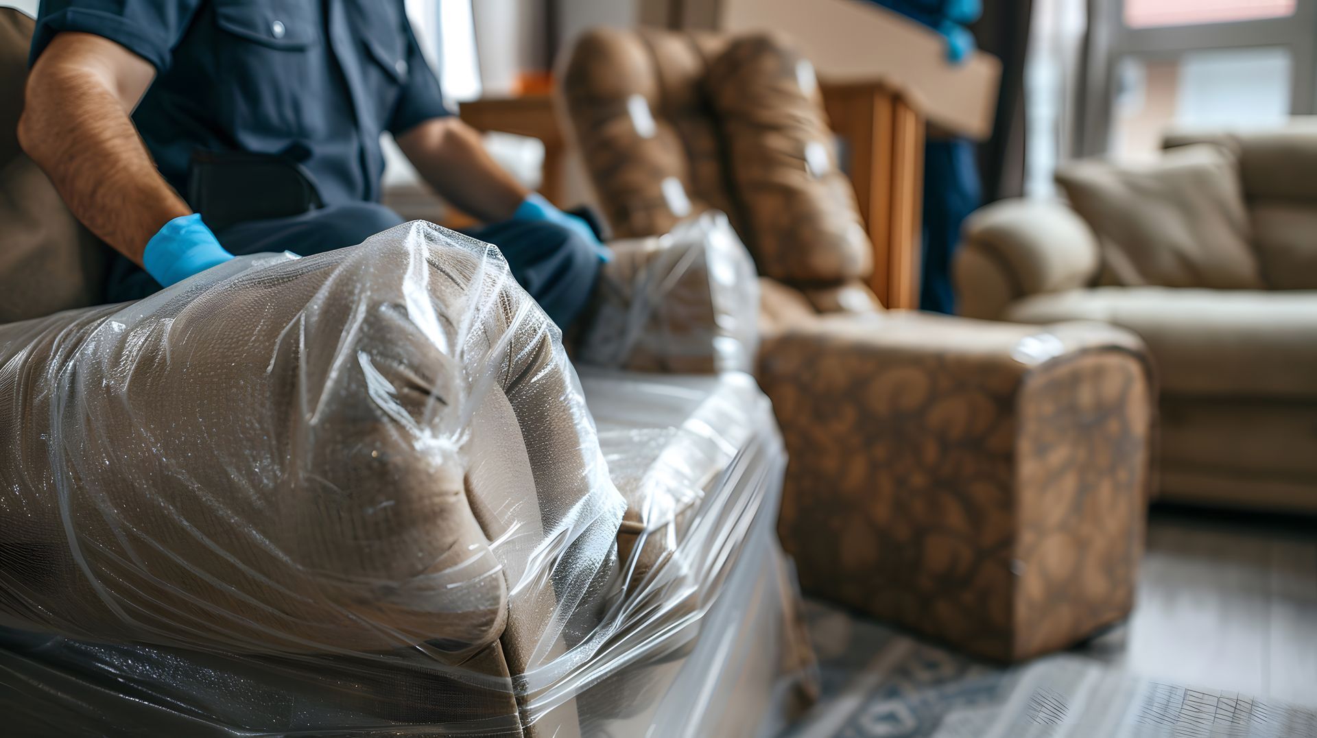 Fauteuil enroulé de papier protecteur