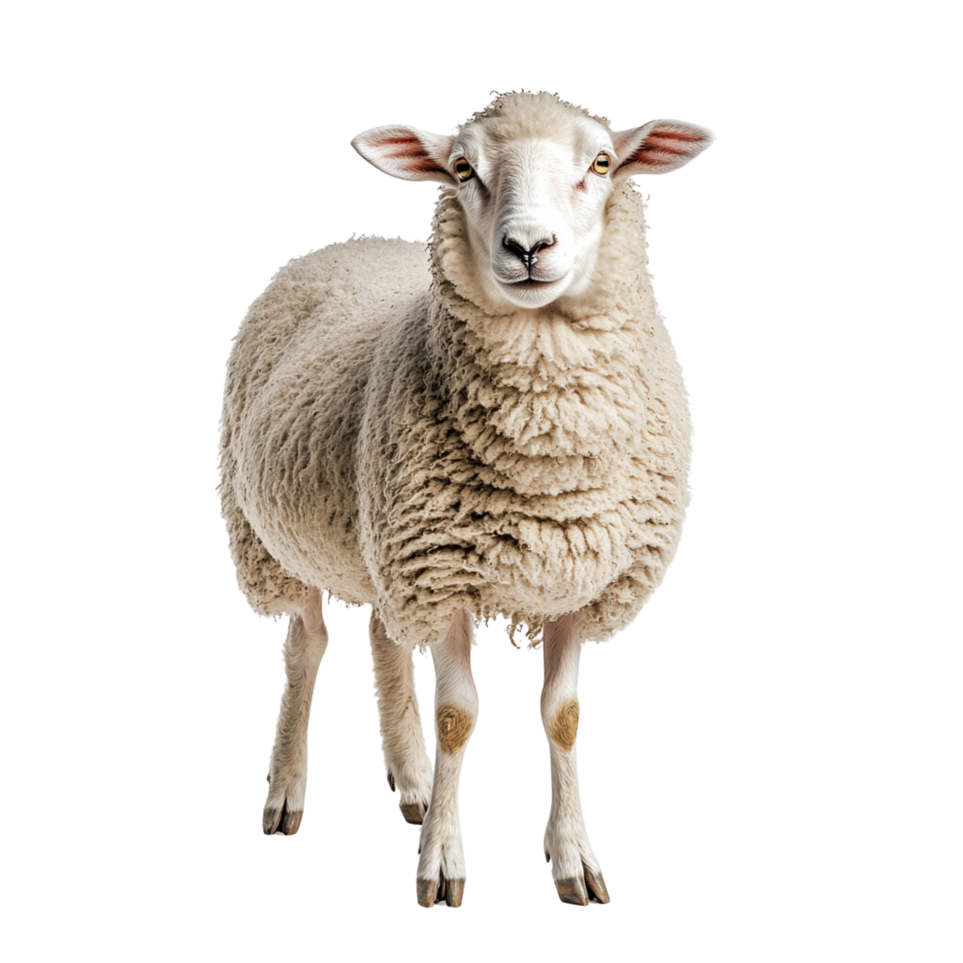 Un mouton debout vu de face.