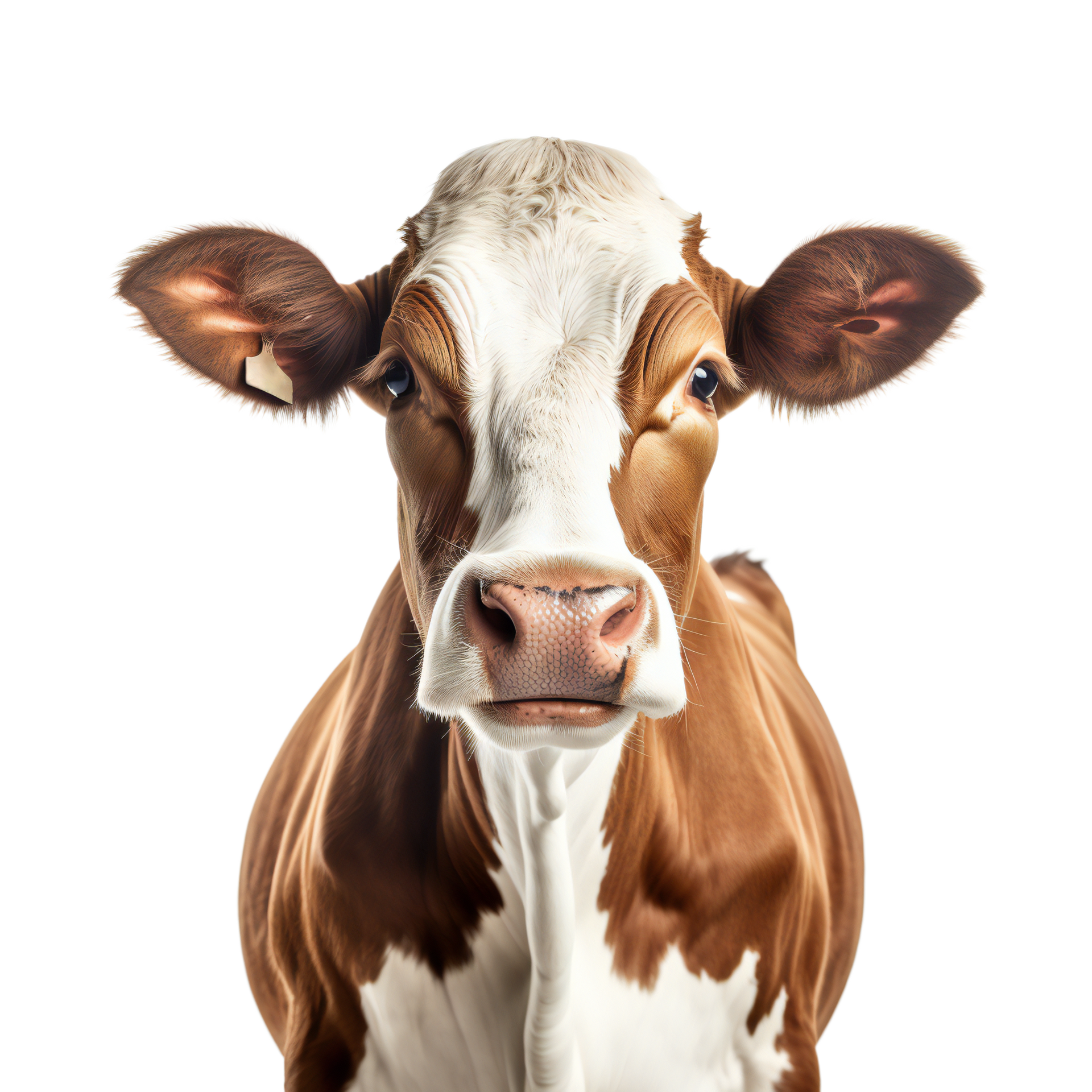 Une vache vue de face.