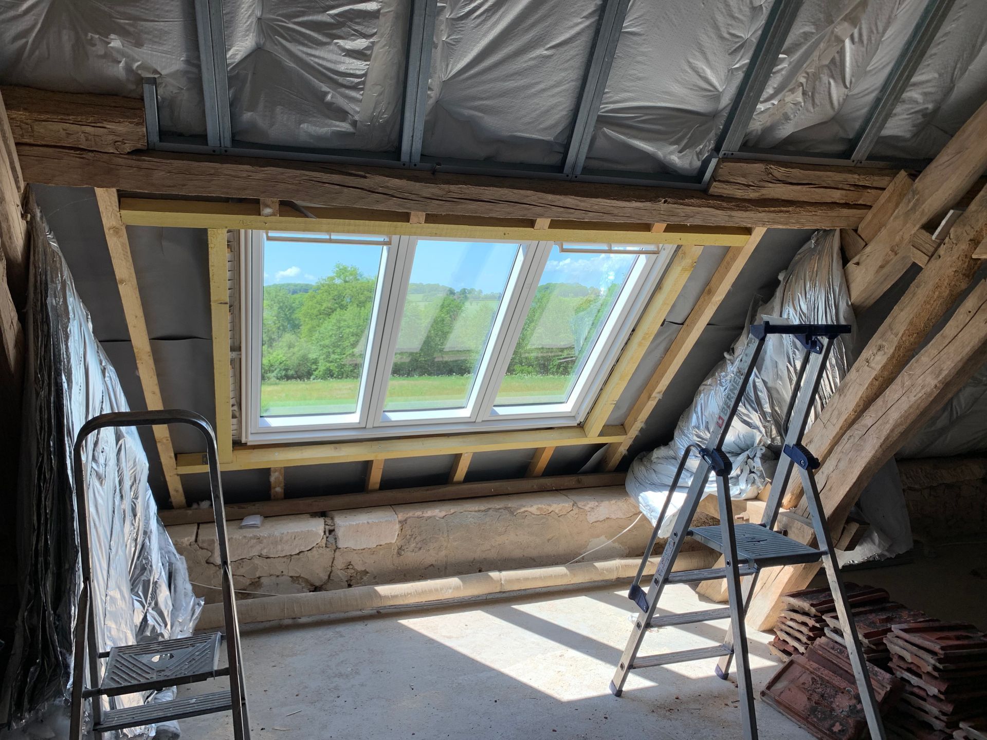 Installation d'une verrière de toiture