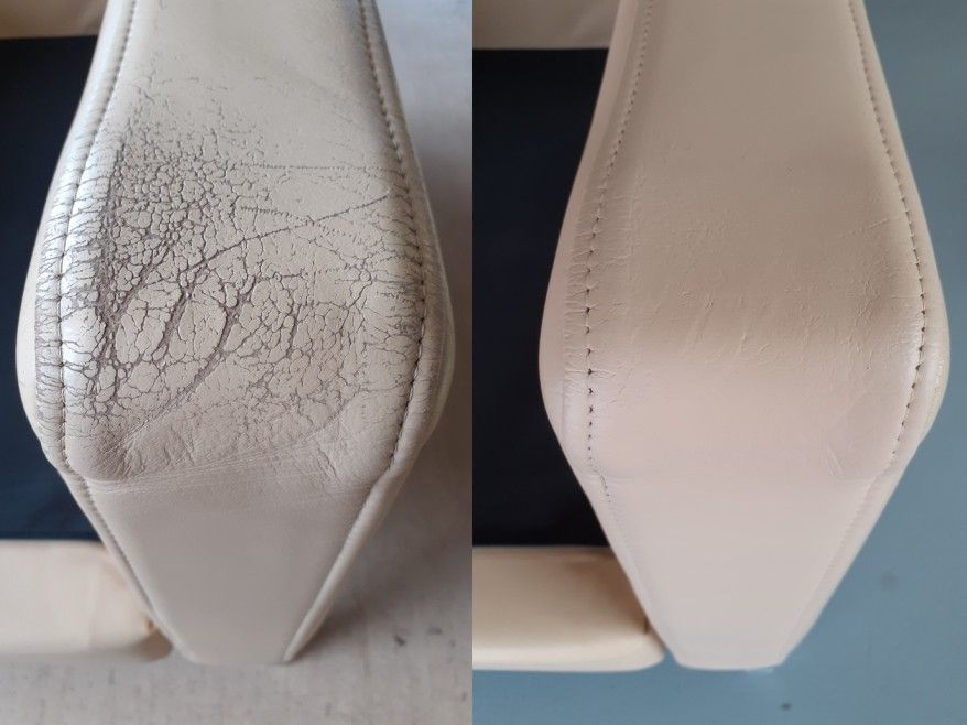 Ledermöbel vor und nach der Restauration