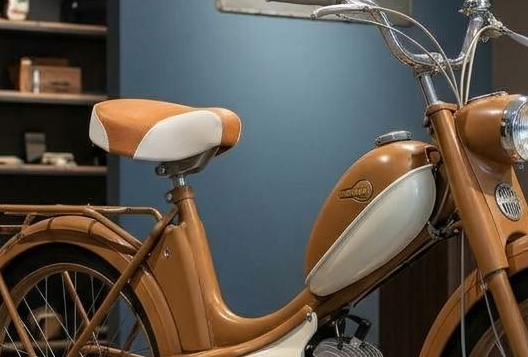 Sattel für Mofa Monarc Piccolo in Kunstleder hellbraun - weiss