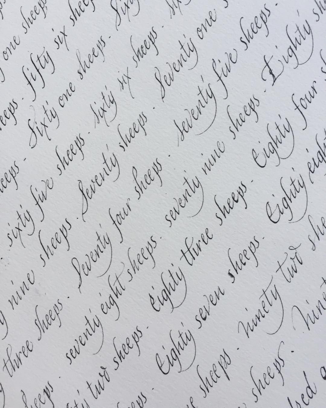 Travail de calligraphie avec des termes répétés