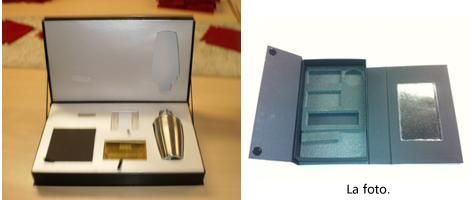 Una imagen de una caja al lado de una imagen de una caja que dice la foto