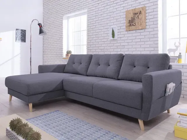 BOBOCHIC Canapé d'angle gauche scandinave tissu Gris STOCKHOLM 499€