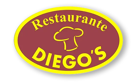 Logotipo del Restaurante Diego's en color granate y amarillo con el icono de un gorro de chef.