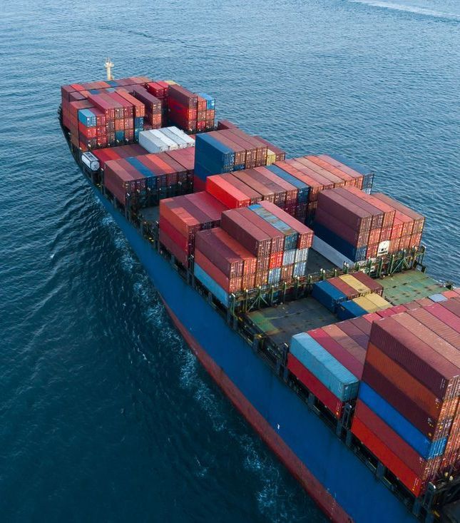 Porte-conteneurs navigant en mer.